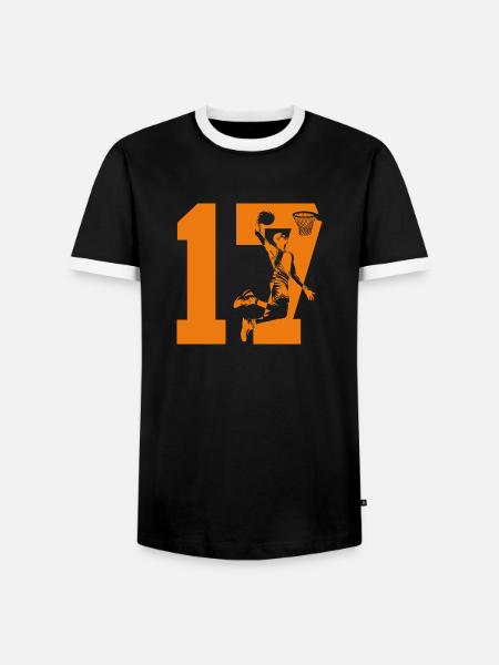 NUMBER 17 BASKETBALL 17TH BIRTHDAY - Men's Ringer Shirt - black/white