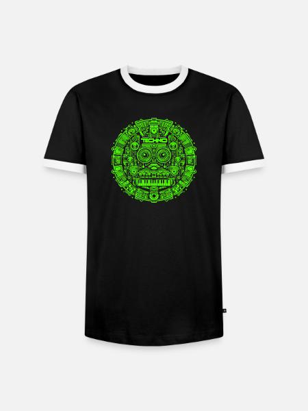 Techno Music Logo - Men's Ringer Shirt - black/white