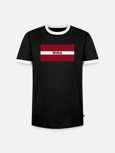Riga en drapeau letton - T-shirt contrasté Homme - noir/blanc