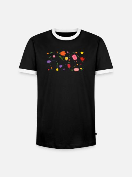 Blumen - Männer Kontrast-T-Shirt - Schwarz/Weiß