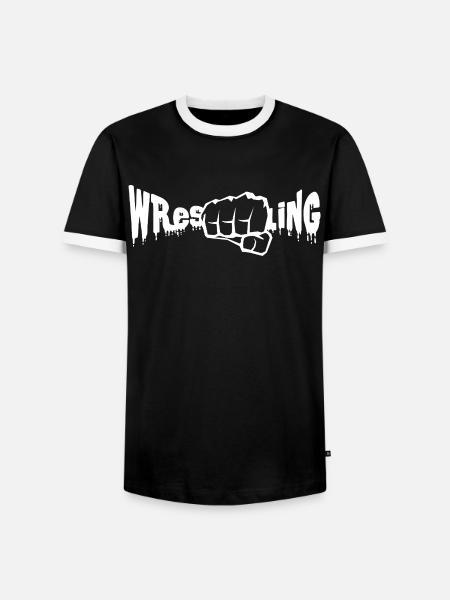 Wrestling - Men's Ringer Shirt - black/white