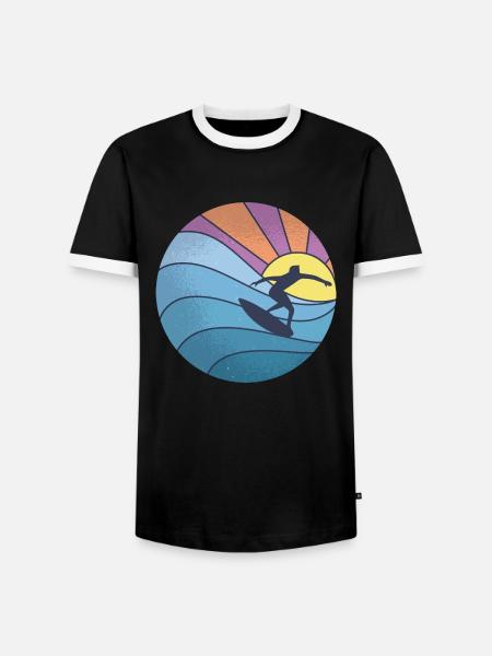 Sun sea surfing - Men's Ringer Shirt - black/white
