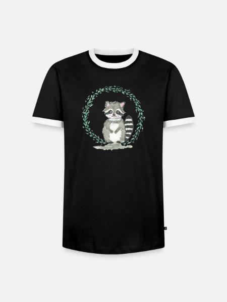 racoon - Men's Ringer Shirt - black/white