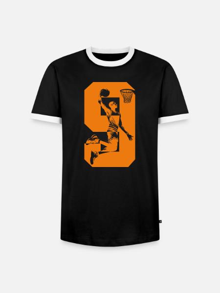 NUMBER 9 BASKETBALL 9TH BIRTHDAY - Men's Ringer Shirt - black/white