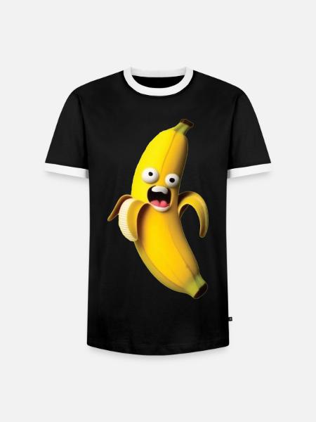 Figure de banane expressive avec un visage - T-shirt contrasté Homme - noir/blanc