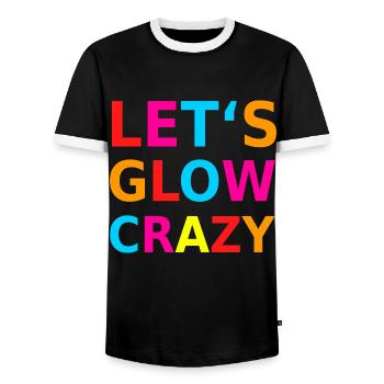 Let‘s Glow Crazy Retro Neon Party Schwarzlicht - Männer Kontrast-T-Shirt - Schwarz/Weiß - Vorne - AI Model Female 172 light (172cm) & AI Model Male 178 light (178cm)