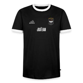 JGA - Trikot - JGA TEAM - Weiße Schrift - Männer Kontrast-T-Shirt - Schwarz/Weiß - Vorne - AI Model Female 172 light (172cm) & AI Model Male 178 light (178cm)