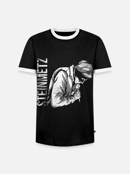 Kerniger Steinmetz Baustellenprofi - Männer Kontrast-T-Shirt - Schwarz/Weiß