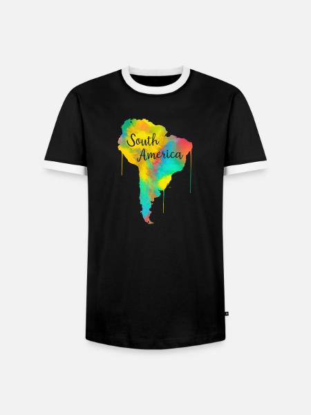 Südamerika - Männer Kontrast-T-Shirt - Schwarz/Weiß