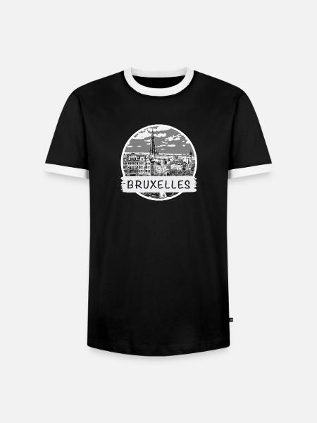 Brüssel City - Männer Kontrast-T-Shirt - Schwarz/Weiß