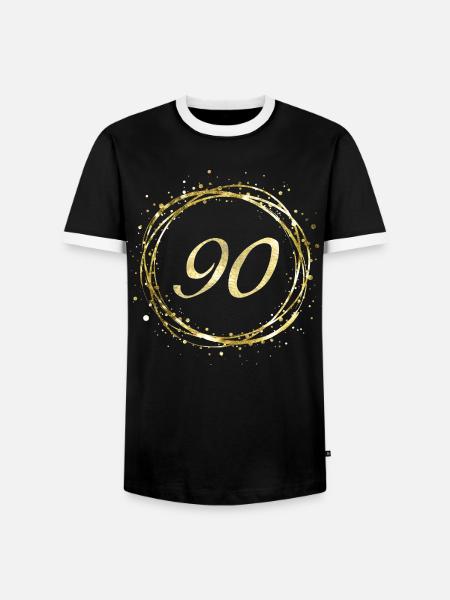 90 - Männer Kontrast-T-Shirt - Schwarz/Weiß