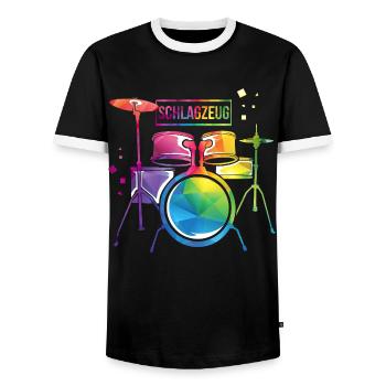 Pulsierender Schlagzeuger Rockband - Männer Kontrast-T-Shirt - Schwarz/Weiß - Vorne - AI Model Female 172 light (172cm) & AI Model Male 178 light (178cm)