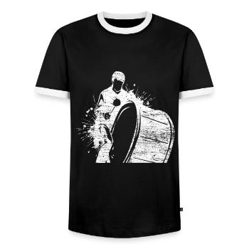 Wuchtige Basstrommel Schützenfest - Männer Kontrast-T-Shirt - Schwarz/Weiß - Vorne - AI Model Female 172 light (172cm) & AI Model Male 178 light (178cm)