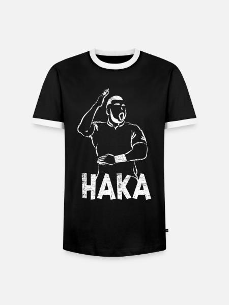 Kraftvoller Haka Maorikriegstanz - Männer Kontrast-T-Shirt - Schwarz/Weiß