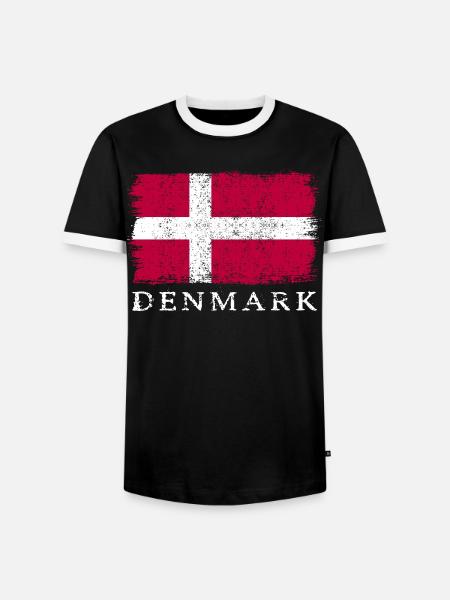 Dänemark Dänische Flagge Dänemarkflagge - Männer Kontrast-T-Shirt - Schwarz/Weiß