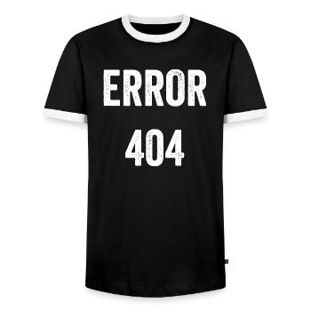 Error 404 - Männer Kontrast-T-Shirt - Schwarz/Weiß - Vorne - AI Model Female 172 light (172cm) & AI Model Male 178 light (178cm)