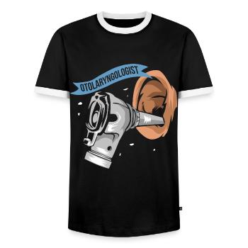 Erfahrener HNO Arzt Notaufnahme - Männer Kontrast-T-Shirt - Schwarz/Weiß - Vorne - AI Model Female 172 light (172cm) & AI Model Male 178 light (178cm)