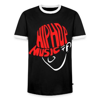 Basslastiger Rapper Mikrofonkönig - Männer Kontrast-T-Shirt - Schwarz/Weiß - Vorne - AI Model Female 172 light (172cm) & AI Model Male 178 light (178cm)