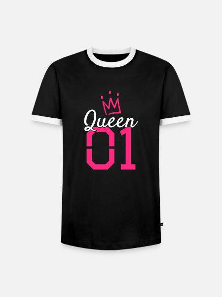 Queen 01 Krone - Männer Kontrast-T-Shirt - Schwarz/Weiß