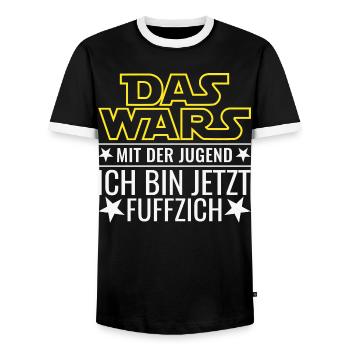 50. Geburtstag Fuffzich Das wars Mit der Jugend - Männer Kontrast-T-Shirt - Schwarz/Weiß - Vorne - AI Model Female 172 light (172cm) & AI Model Male 178 light (178cm)