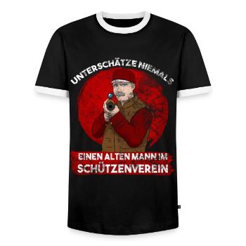 Alter Mann Im Schützenverein Schütze Schießen - Männer Kontrast-T-Shirt - Schwarz/Weiß - Vorne - AI Model Female 172 light (172cm) & AI Model Male 178 light (178cm)
