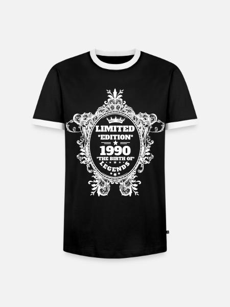 1990 - Männer Kontrast-T-Shirt - Schwarz/Weiß