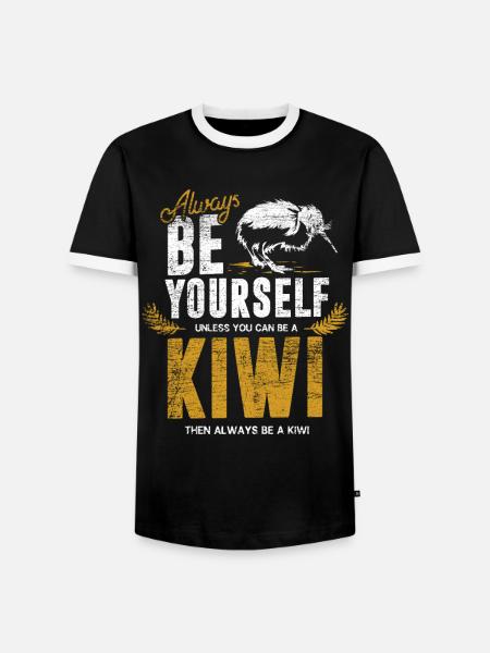 Flugunfähiger Kiwivogel Neuseeland - Männer Kontrast-T-Shirt - Schwarz/Weiß
