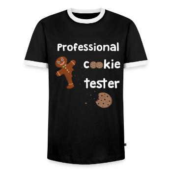 Professional Cookie Tester - Lebkuchenmann - Männer Kontrast-T-Shirt - Schwarz/Weiß - Vorne - AI Model Female 172 light (172cm) & AI Model Male 178 light (178cm)