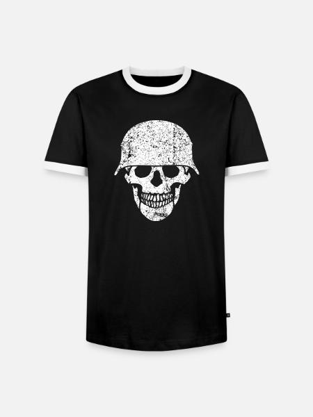 Schädelhelm / Schädelperlen - Männer Kontrast-T-Shirt - Schwarz/Weiß