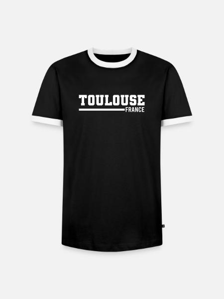 Toulouse | Frankreich - Männer Kontrast-T-Shirt - Schwarz/Weiß