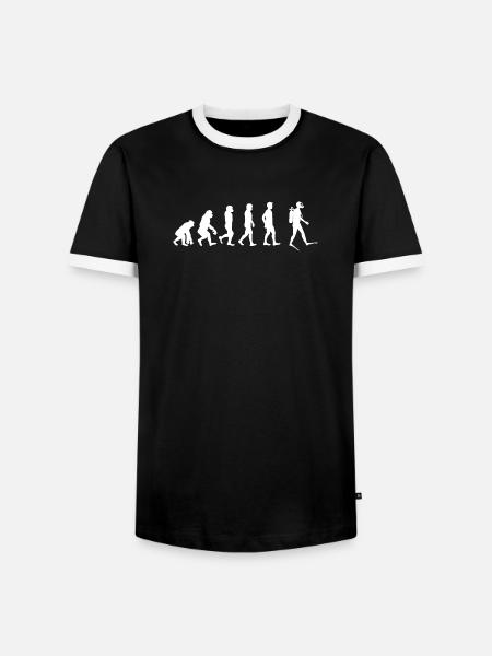 Taucher Evolution - Männer Kontrast-T-Shirt - Schwarz/Weiß
