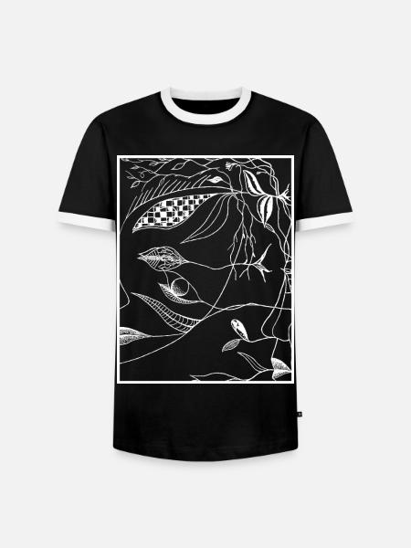 Botanische Linien Dunkel - Männer Kontrast-T-Shirt - Schwarz/Weiß