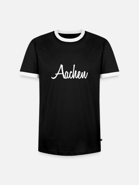 Aachen - Männer Kontrast-T-Shirt - Schwarz/Weiß