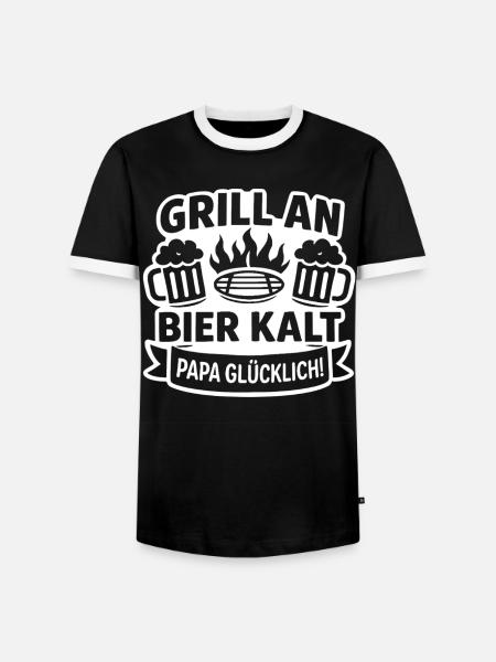Grill Papa Bier Kalt - Männer Kontrast-T-Shirt - Schwarz/Weiß