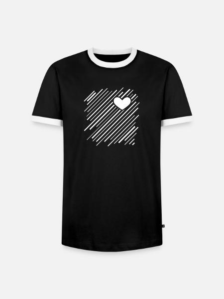 Diagonale Striche mit Herz - Männer Kontrast-T-Shirt - Schwarz/Weiß