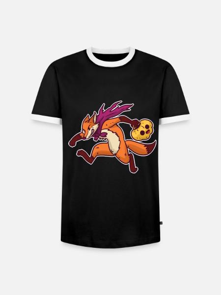 Spukhafter Fuchs im Herbstwald - Männer Kontrast-T-Shirt - Schwarz/Weiß