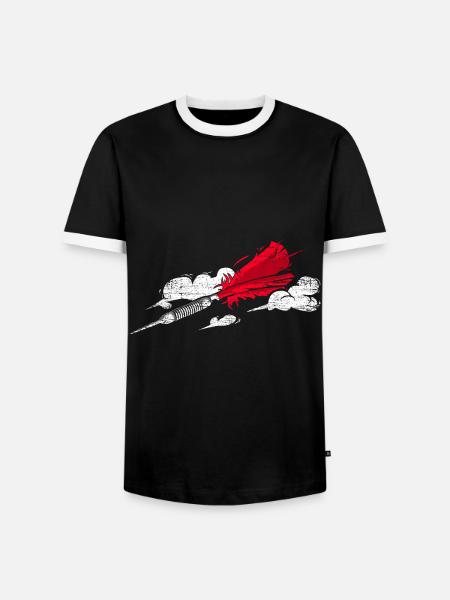 Zielsicherer Dartpfeil Vereinsabend - Männer Kontrast-T-Shirt - Schwarz/Weiß