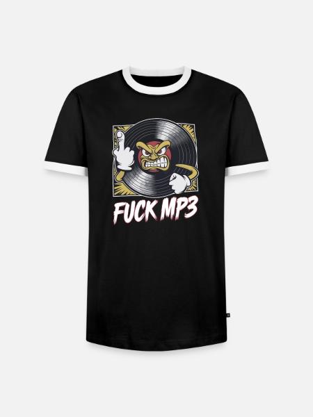 Fuck MP3 - Männer Kontrast-T-Shirt - Schwarz/Weiß