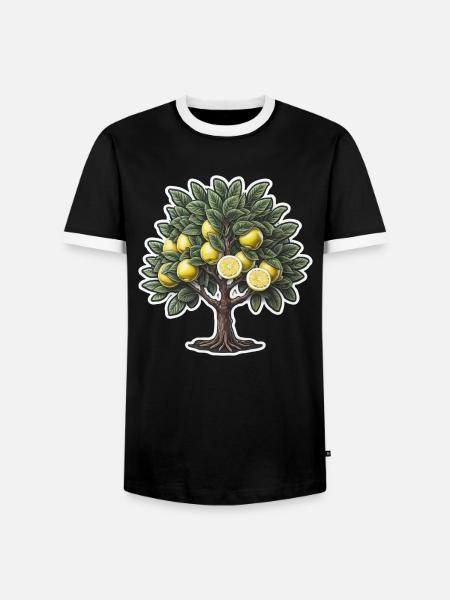 Zitronenbaum - Männer Kontrast-T-Shirt - Schwarz/Weiß