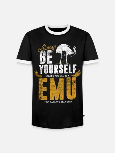 Neugieriger Emu Australien Outback - Männer Kontrast-T-Shirt - Schwarz/Weiß