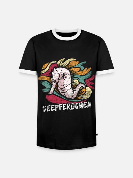 Zierliches Seepferdchen Seegraswiese - Männer Kontrast-T-Shirt - Schwarz/Weiß