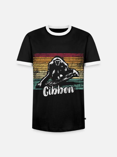 Geschmeidiger Gibbon Baumkronen - Männer Kontrast-T-Shirt - Schwarz/Weiß