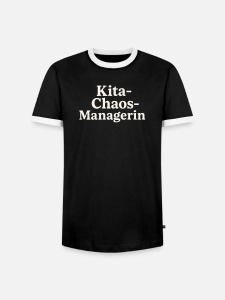 Kita Chaos Managerin (hellbeige) - Männer Kontrast-T-Shirt - Schwarz/Weiß