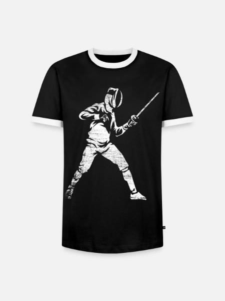 Tapferer Florettfechter Turnierkampf - Männer Kontrast-T-Shirt - Schwarz/Weiß