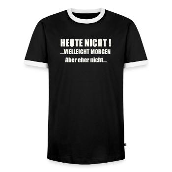 Heute nicht! Vielleicht morgen... - Männer Kontrast-T-Shirt - Schwarz/Weiß - Vorne - AI Model Female 172 light (172cm) & AI Model Male 178 light (178cm)