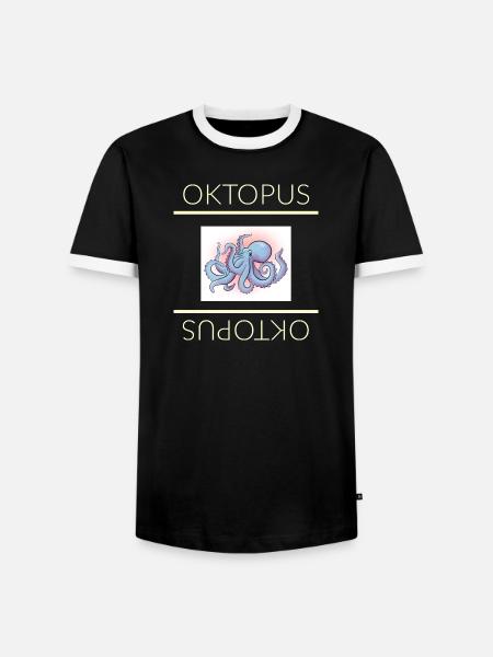 Oktopus - Männer Kontrast-T-Shirt - Schwarz/Weiß