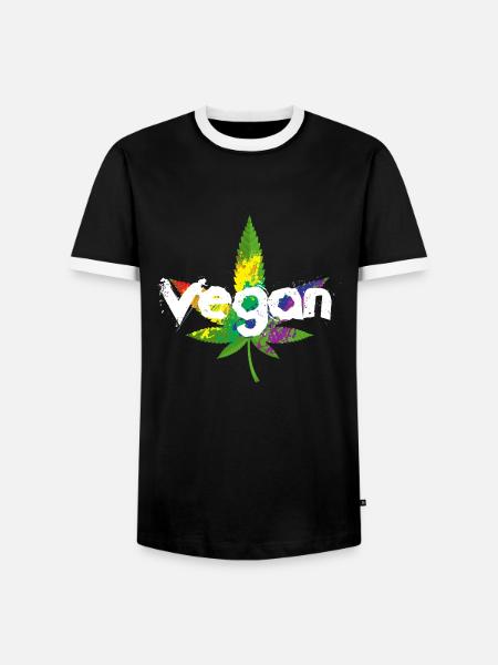 Cannabis Vegan - Männer Kontrast-T-Shirt - Schwarz/Weiß