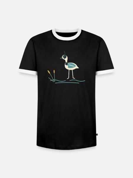 Kiebitz im Sumpf - Männer Kontrast-T-Shirt - Schwarz/Weiß