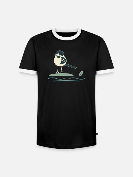 Bachstelze am Bach - Männer Kontrast-T-Shirt - Schwarz/Weiß