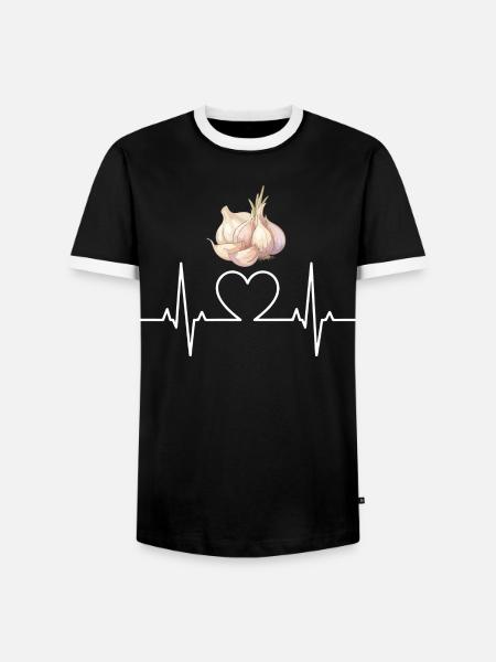 Knoblauch Herzschlag Design - Männer Kontrast-T-Shirt - Schwarz/Weiß